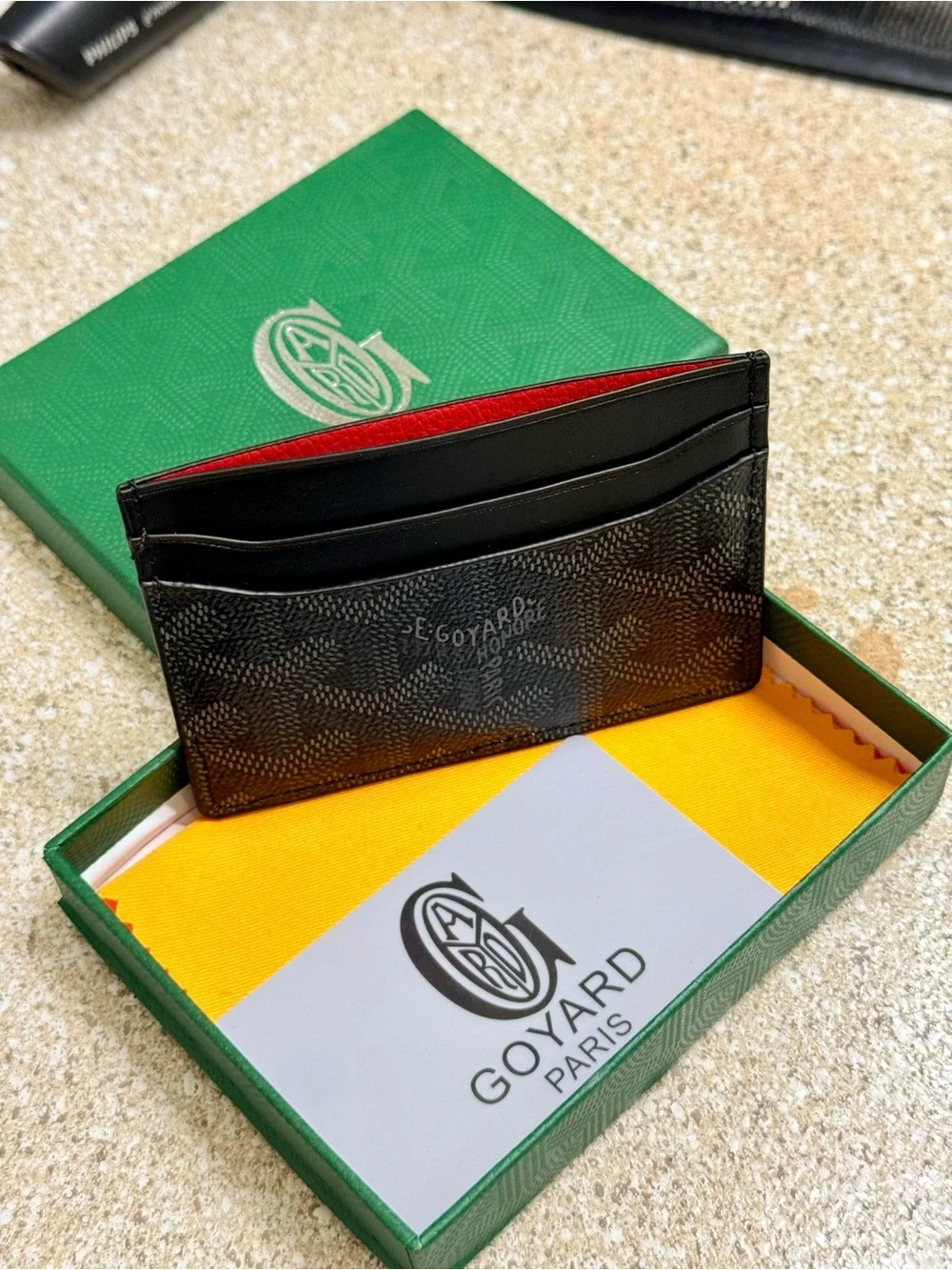 Goyard Black Card Holder with Red Interior